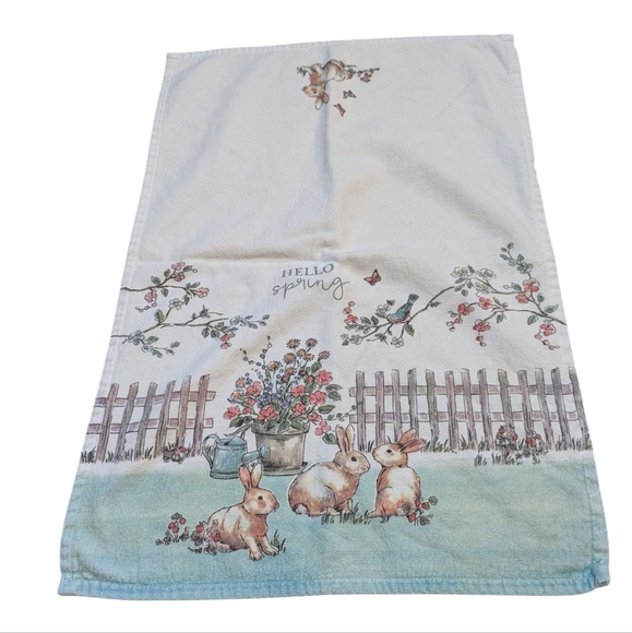 KayDee Designs Happy Spring Bunny Rabbit Floral Kitchen Dish Towels Easter - Picture 5 of 6